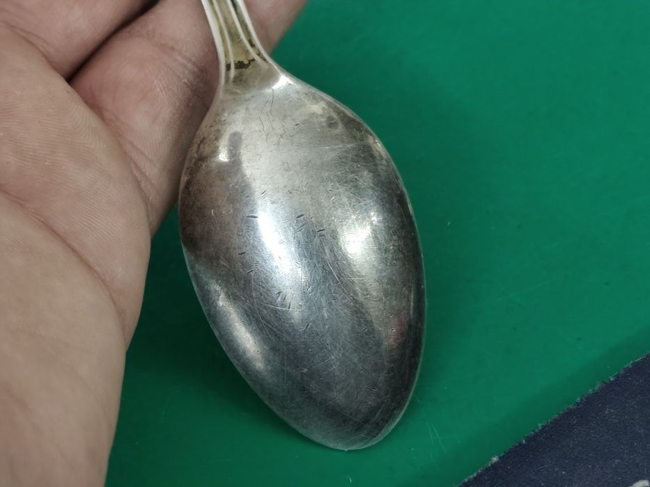 Руска посребрена лъжичка с герба на Русия
