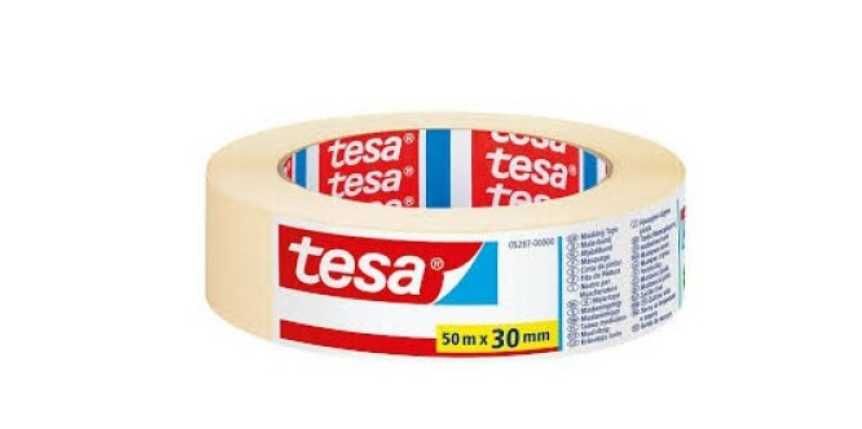 Banda de mascare pentru vopsit, Tesa, hartie, 30 mm x 50 m, galben