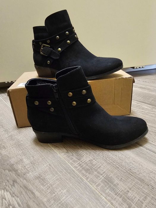 Дамски ниски черни боти велур 36 номер