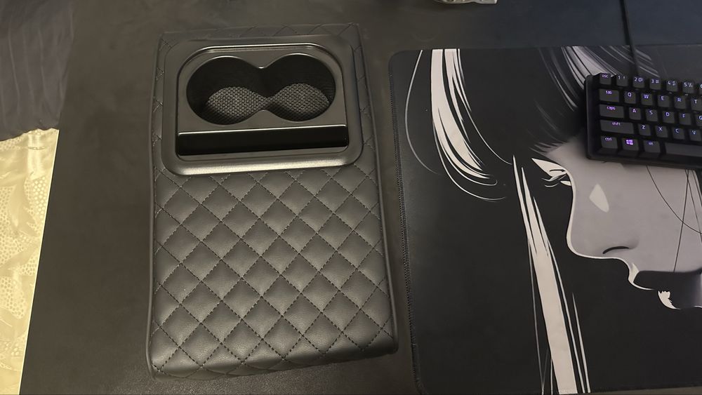 Подложка за подлакътник черна кожа