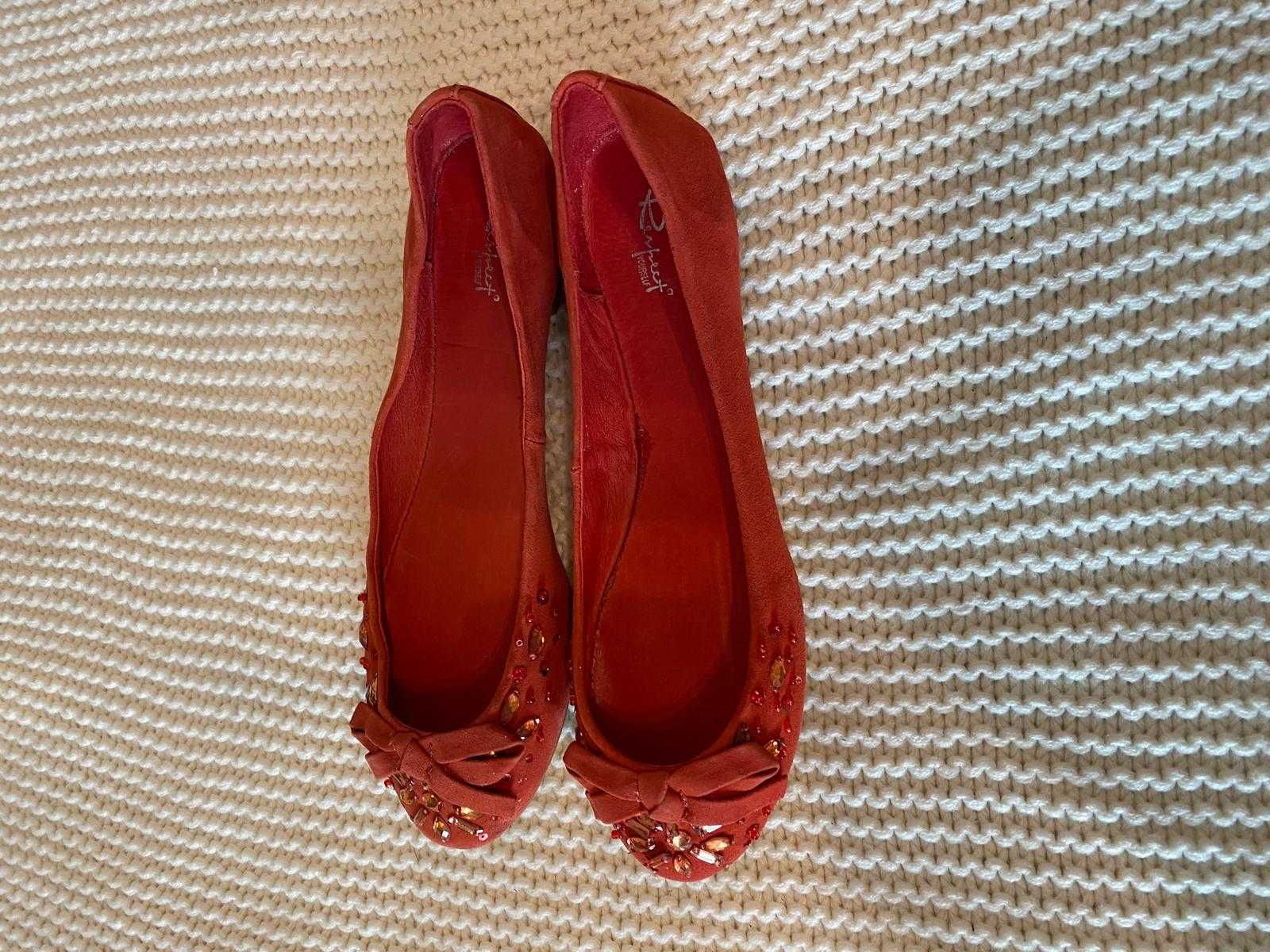 Balerini rosii din piele