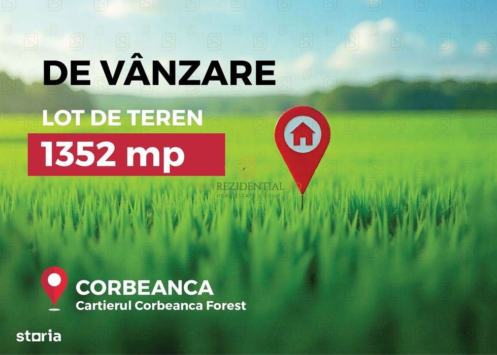 Teren intravilan 1352 mp, Corbeanca,Corbeanca Forest, ideal investitie