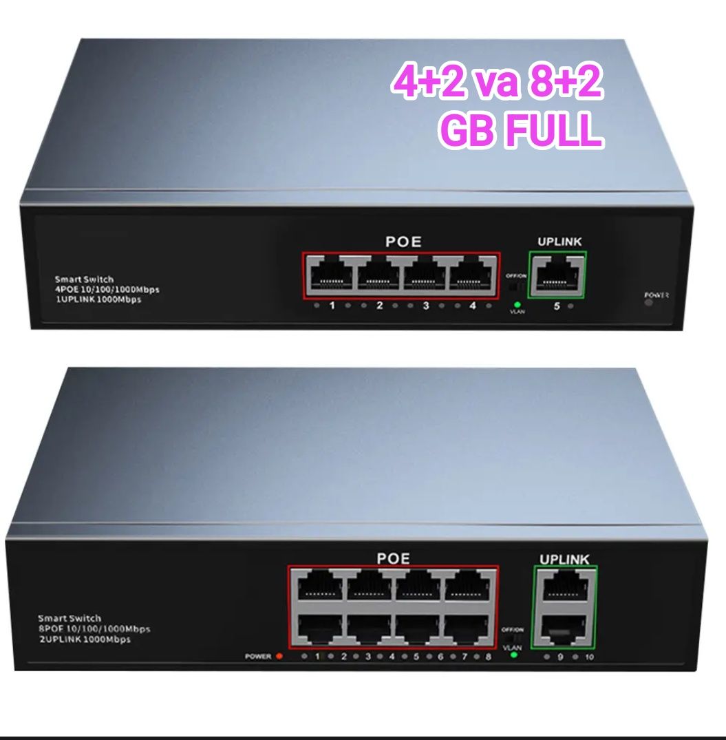 Poe switch 4+2 va 8+2 full gb