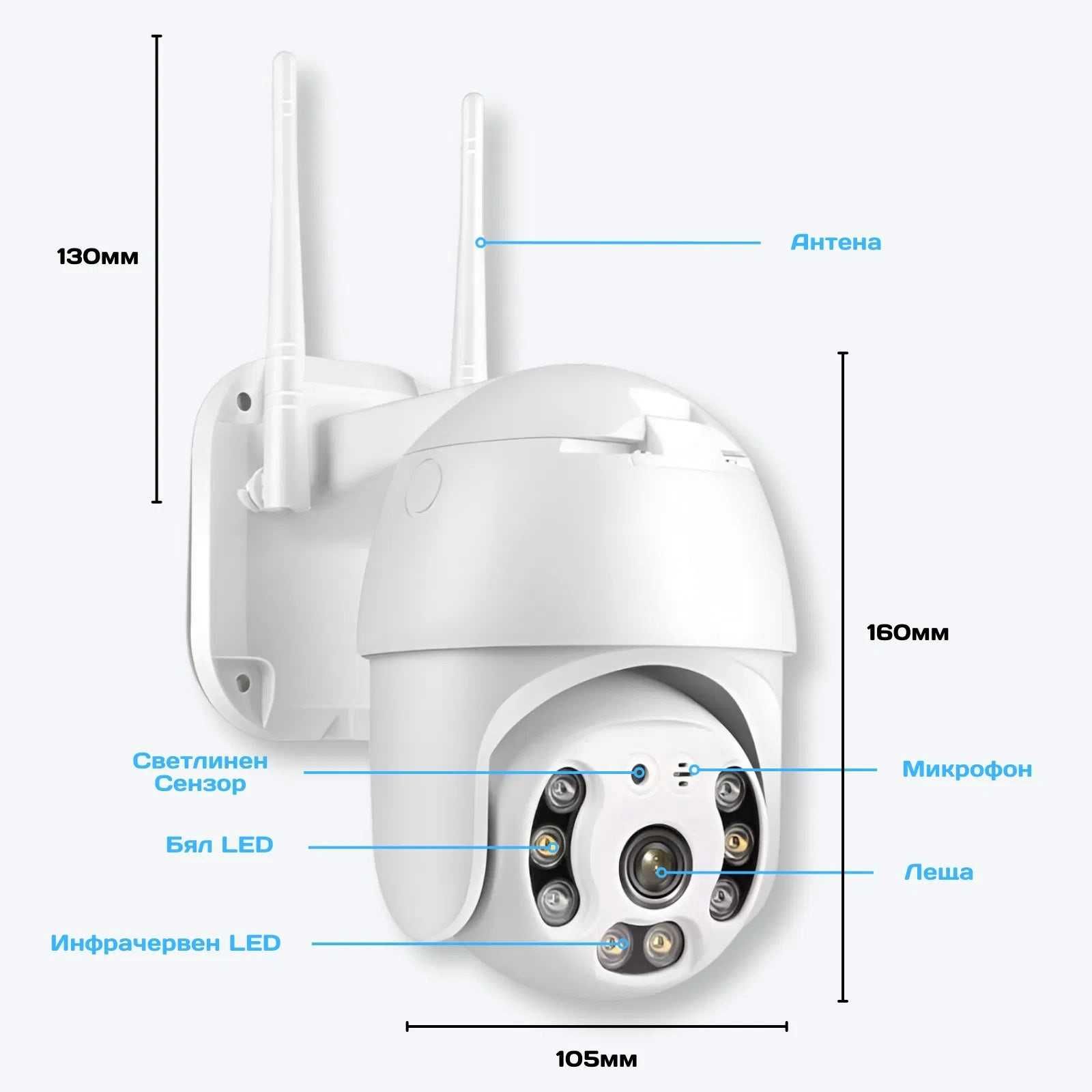 IP въртяща безжична камера Privine 5MPX- 4+4LED + SD карта 64gb iCsee