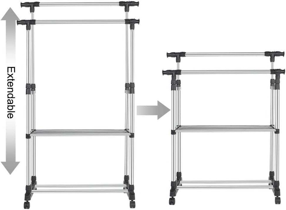 Поставка за дрехи на колела Разтегателна 75-151 Регулируема височина