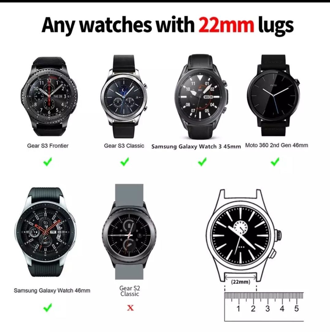 Ремешки  на Samsung Galaxy Watch3,4,5,Huawei,Motorola, Amazing, Xiami