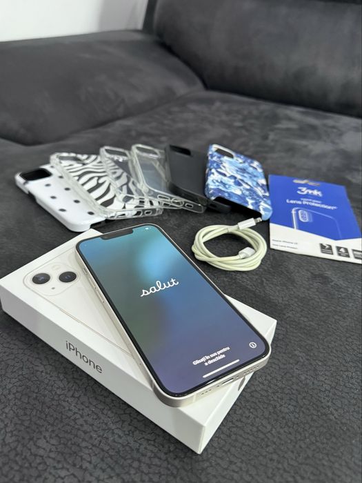 Iphone 13, 256 GB, starlight. Full box + huse & folie cadou