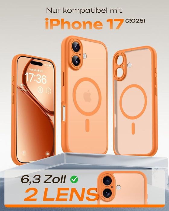 Матов magsafe кейс за apple iphone 17 - оранжев