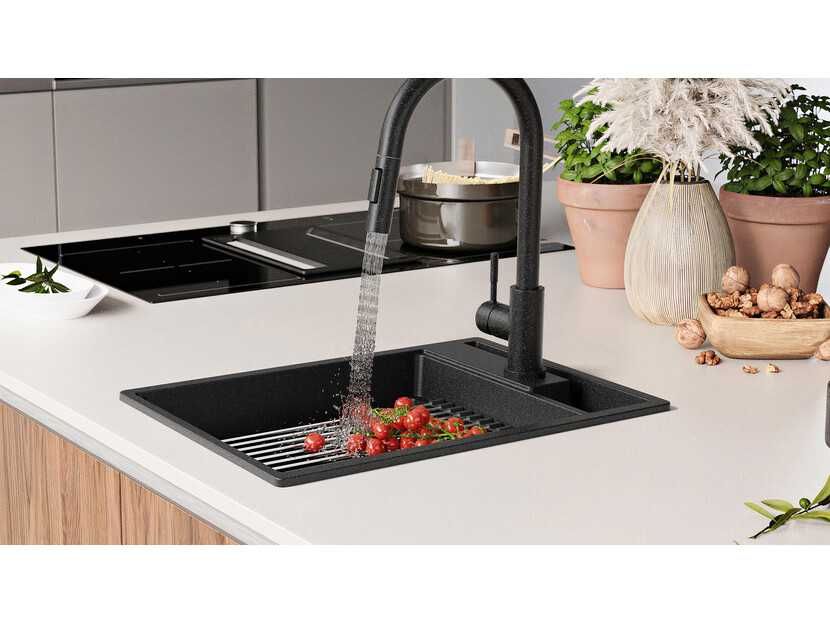 Кухненска Мивка от гранит модел Осло 40 Премиум 380 x 530 мм - графит