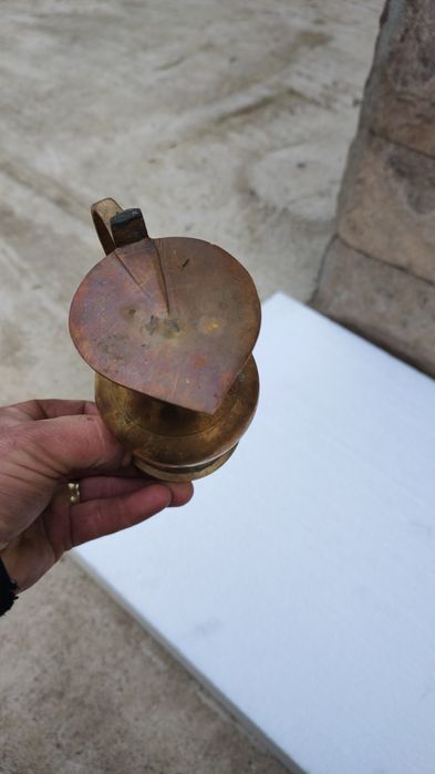 Ulcior din alamă cu capac 12 cm x 6 cm   Art Nouveau