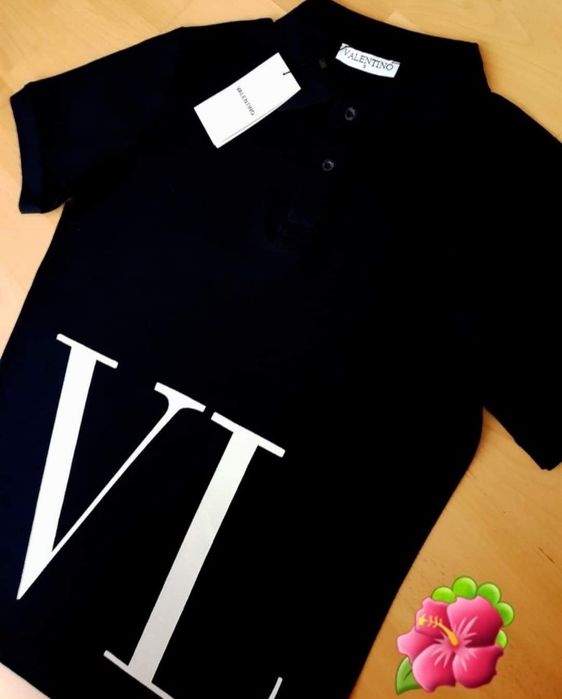 Tricou cu guler Valentino, bumbac, new model