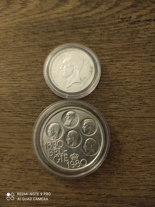 2 monede argint belgiene
