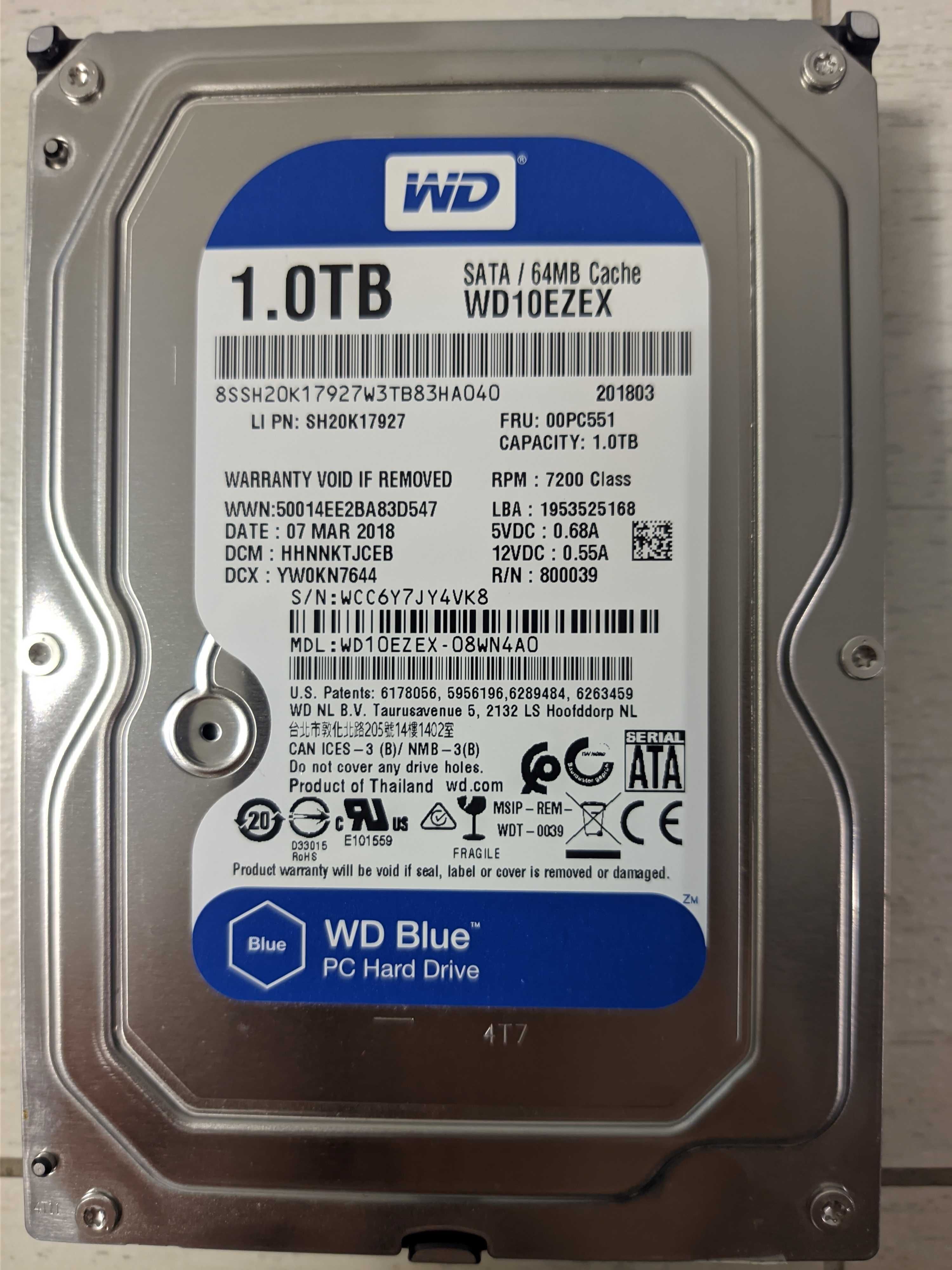 HDD Desktop 3.5" 1TB - WD Blue 7200RPM, 64MB Cache