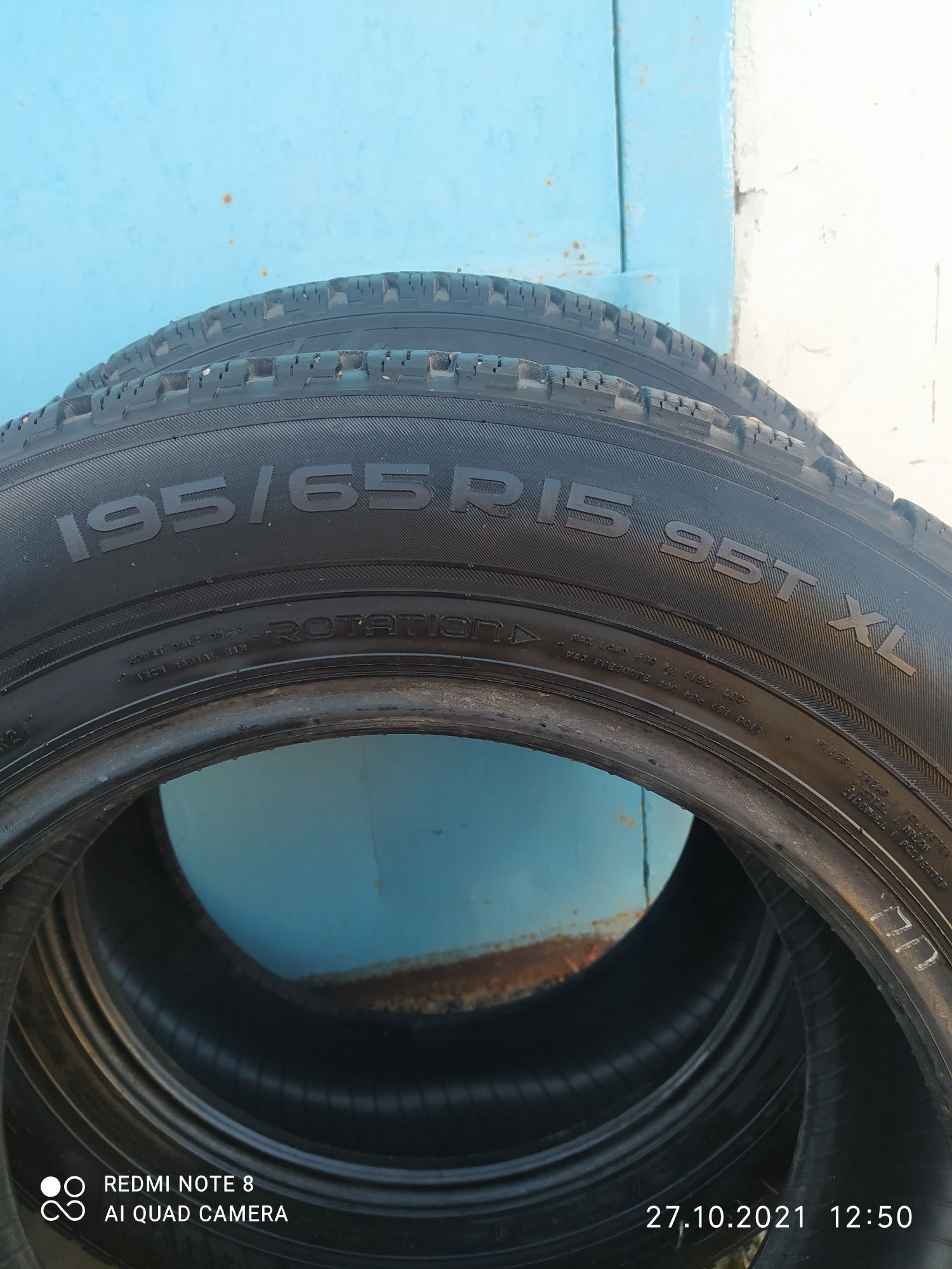 Шины зимние б/у nokian Hakkapeliita 8 размер 195/65 R 15 XL  .