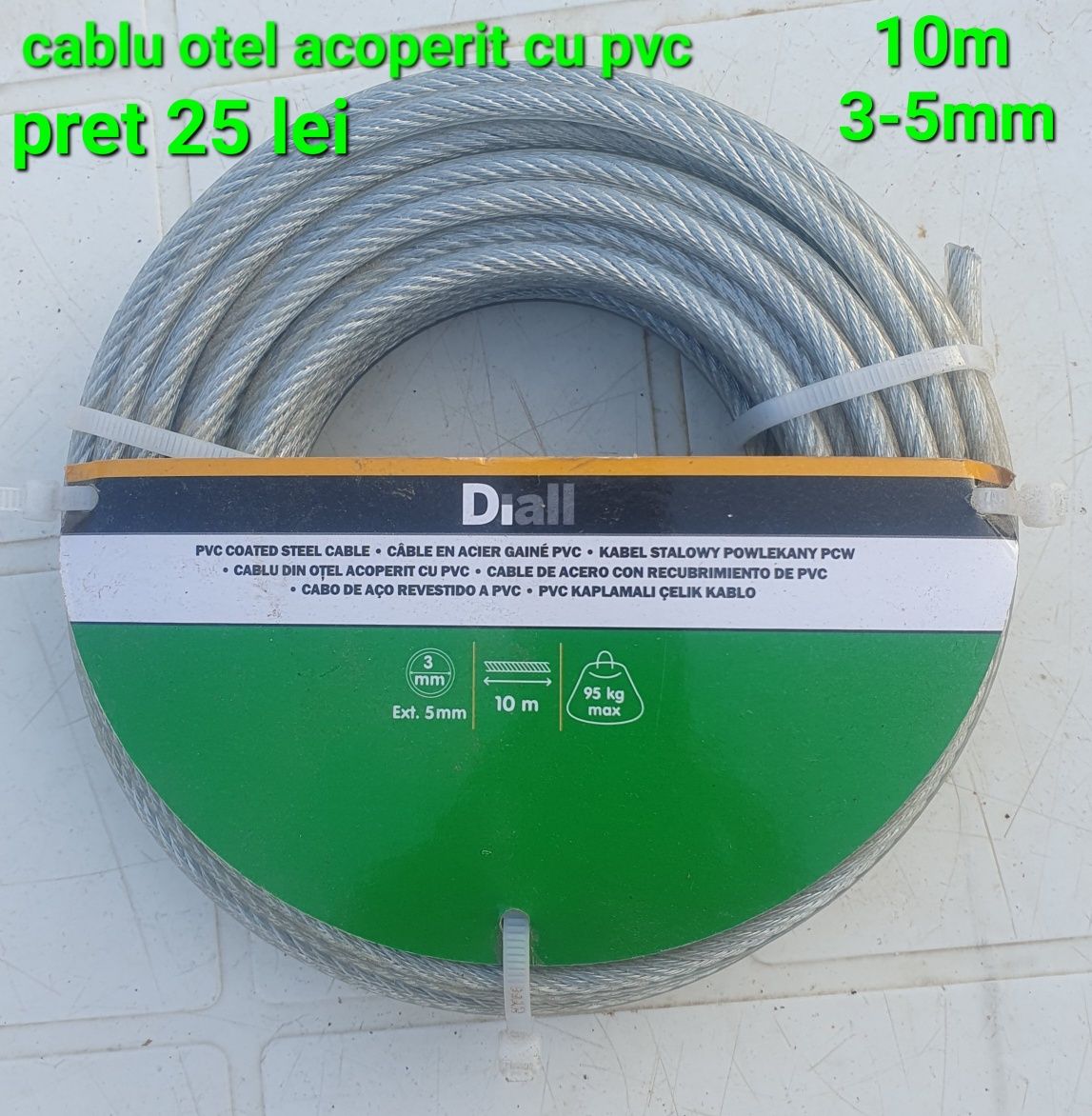 Cablu otel pvc 10m