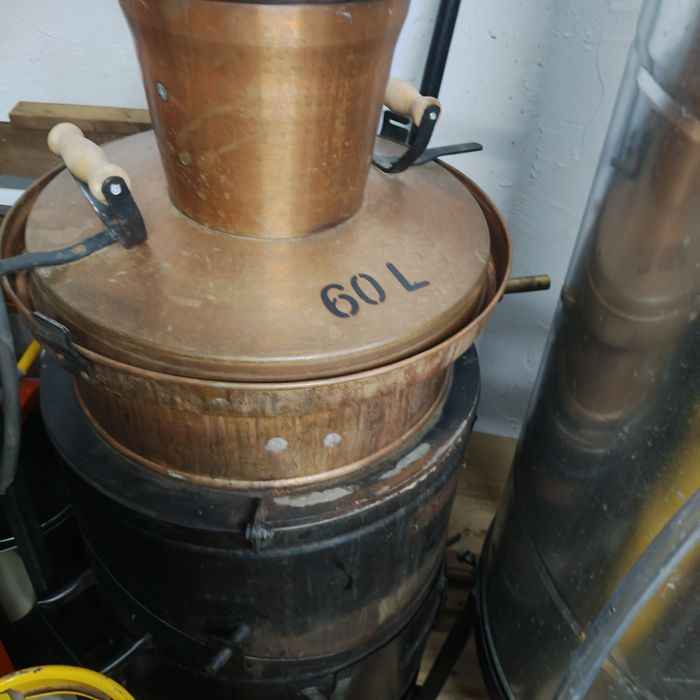 Cazan țuică sârbesc 60l, basculant cu amestecator și răcitor 200l