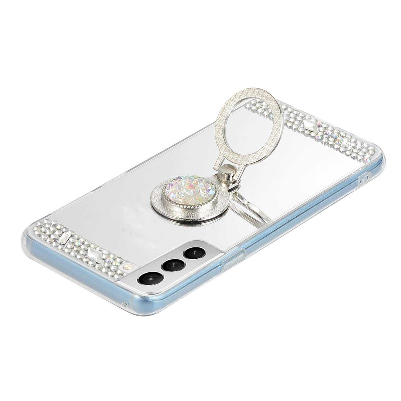 Husa oglinda, pietricele, inel pentru Samsung Galaxy S21 , S21 FE 5G