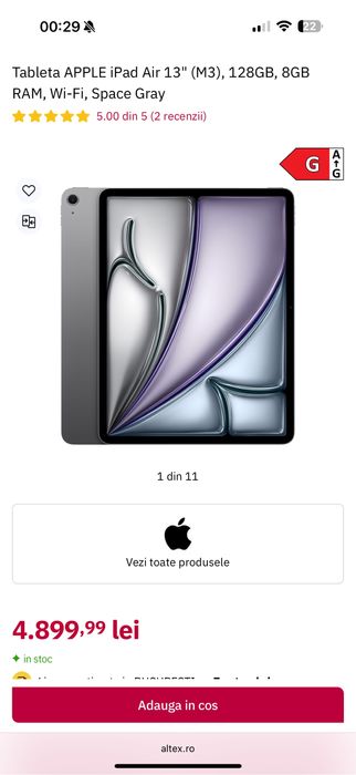 Apple iPad Air 13”  M3 wi-fi blue & space gray 128Gb • NOI/SIGILATE•
