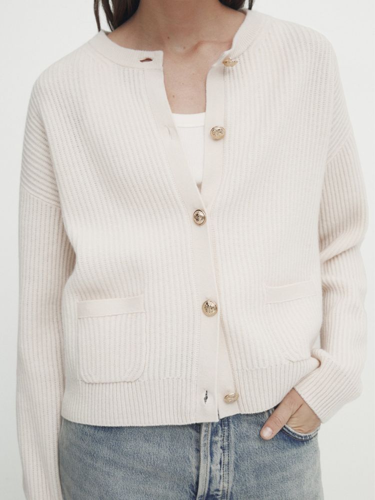 Cardigan Massimo Dutti, alb