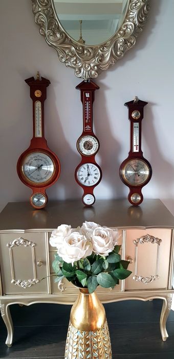 Barometru/termometru/higrometru vechi din lemn masiv