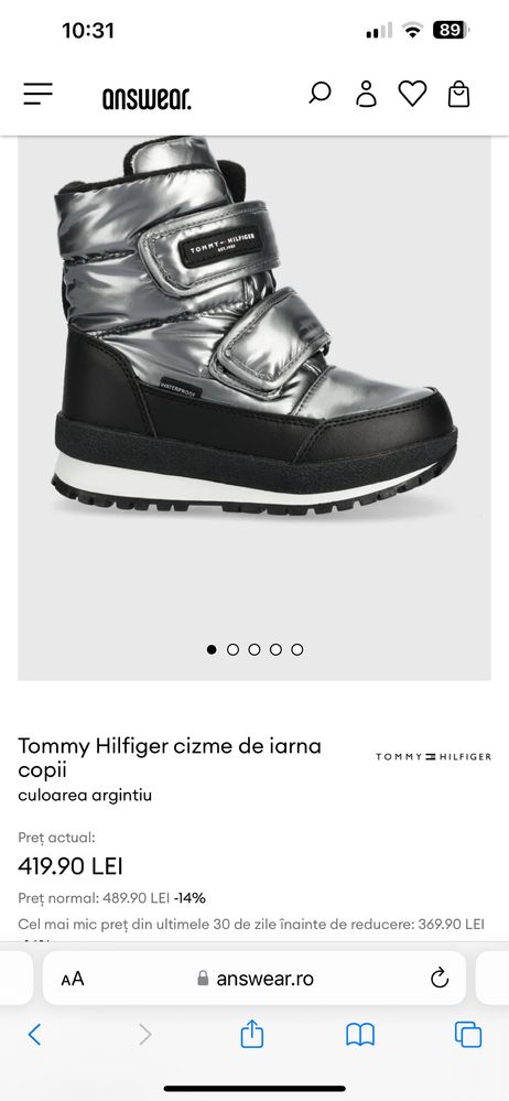 Tommy Hilfiger cizme de iarna copii