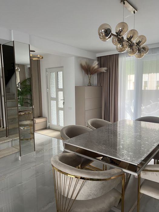 2 Scaune dining bej auriu sigilate calitate premium