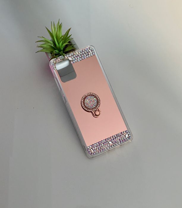 Husa oglinda, pietricele + inel pt. Samsung Galaxy S10 / S10e