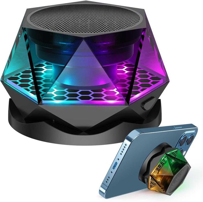 Mini boxa portabila VALA® Bluetooth TWS Bass Stereo RGB Neagra