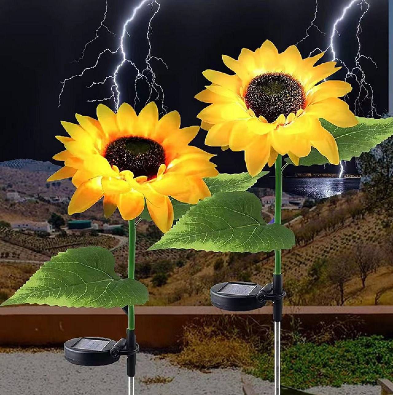 Lampi solare decorative de gradina tip Floarea Soarelui galbena