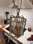 Candelabru lustra bronz masiv, cu cristal, vechi antic Italia
