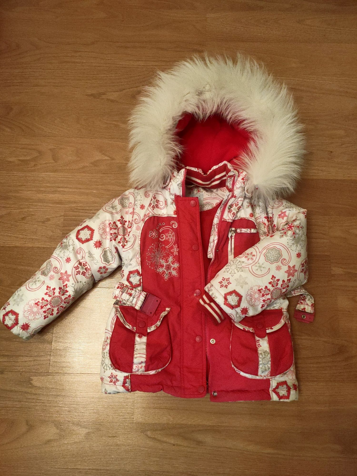 Классная зимняя детская куртка на девочку, ростовка 104