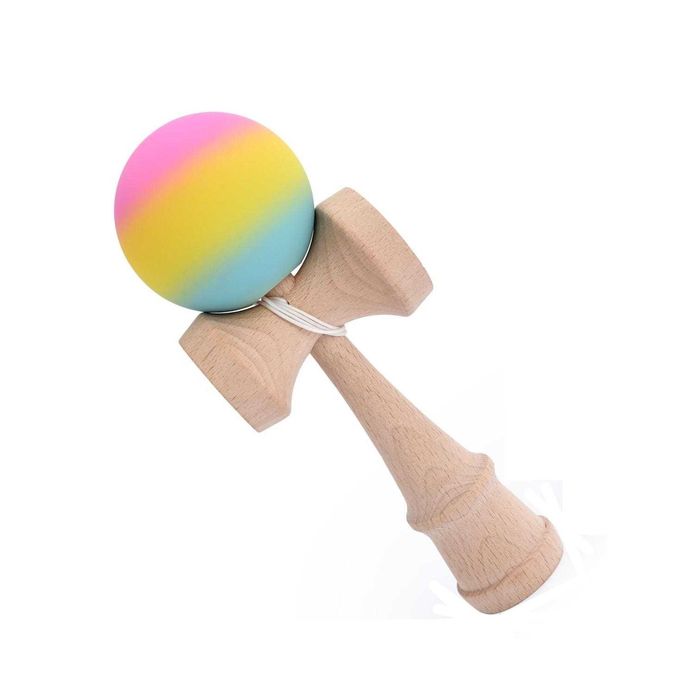 Set 2 Kendama din lemn fag, vopsea aderenta mata Aurora & Rainbow Fade