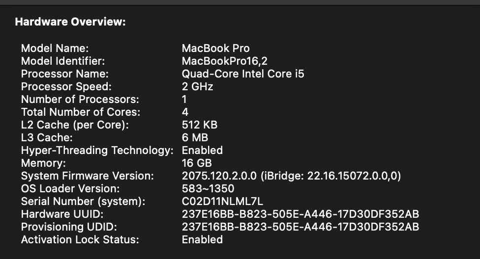 Vand MacBook Pro 2020 Touch Bar, i5, 13", RAM 16 GB, Hard 500Gb SSD