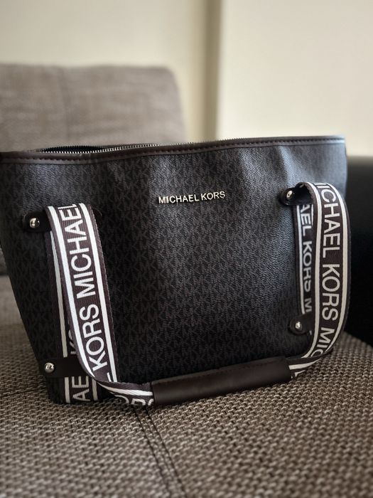 Черна и кафява чанта Michael Kors