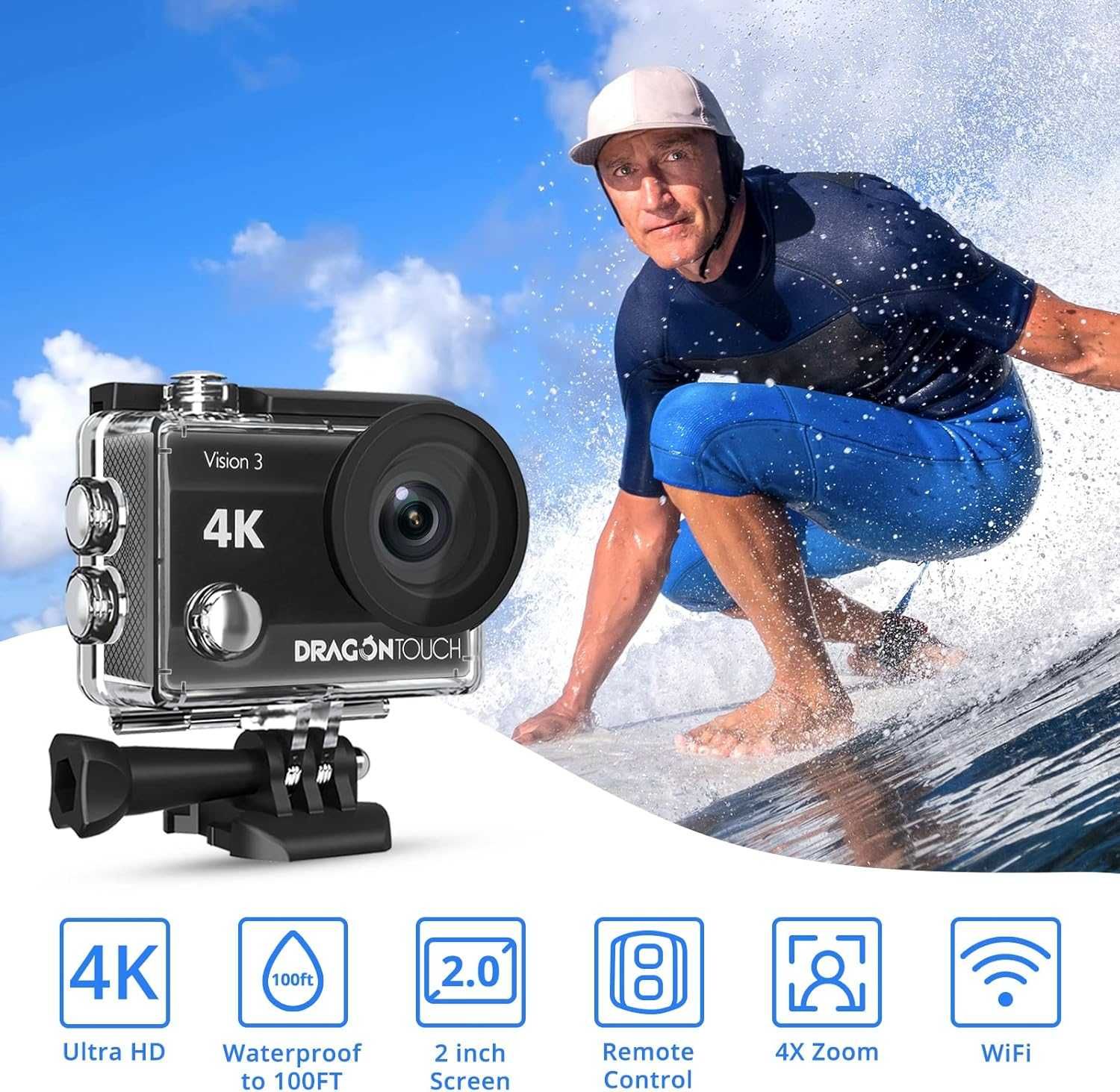 Camere Video Sport 4K , 16MP , Dragon Touch Vision 3 pro