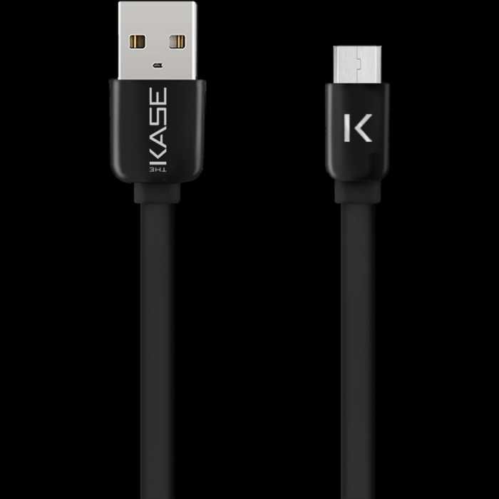 Плосък към Micro USB кабел (2m) за Android, Черен