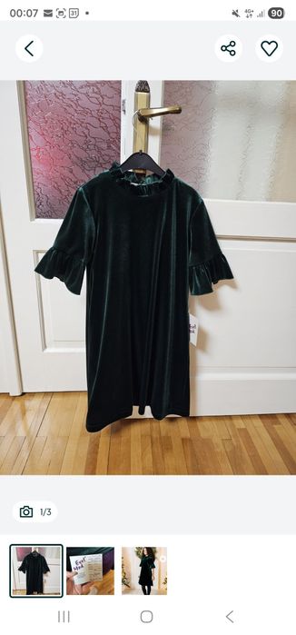 Rochita verde catifea fete 9-10 ani (134-140)