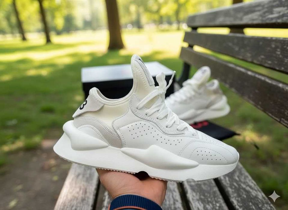 Adidasi Y3 Kaiwa White - Produs Premium - Piele naturala full box