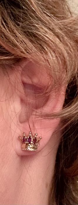 Cercei designer, din aur de 14K, cu ametiste și diamante