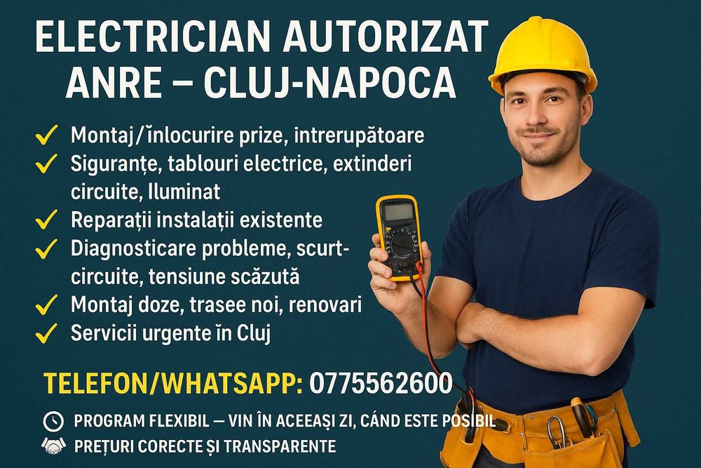 Electrician autorizat–Intervenții rapide/Instalații electrice complete