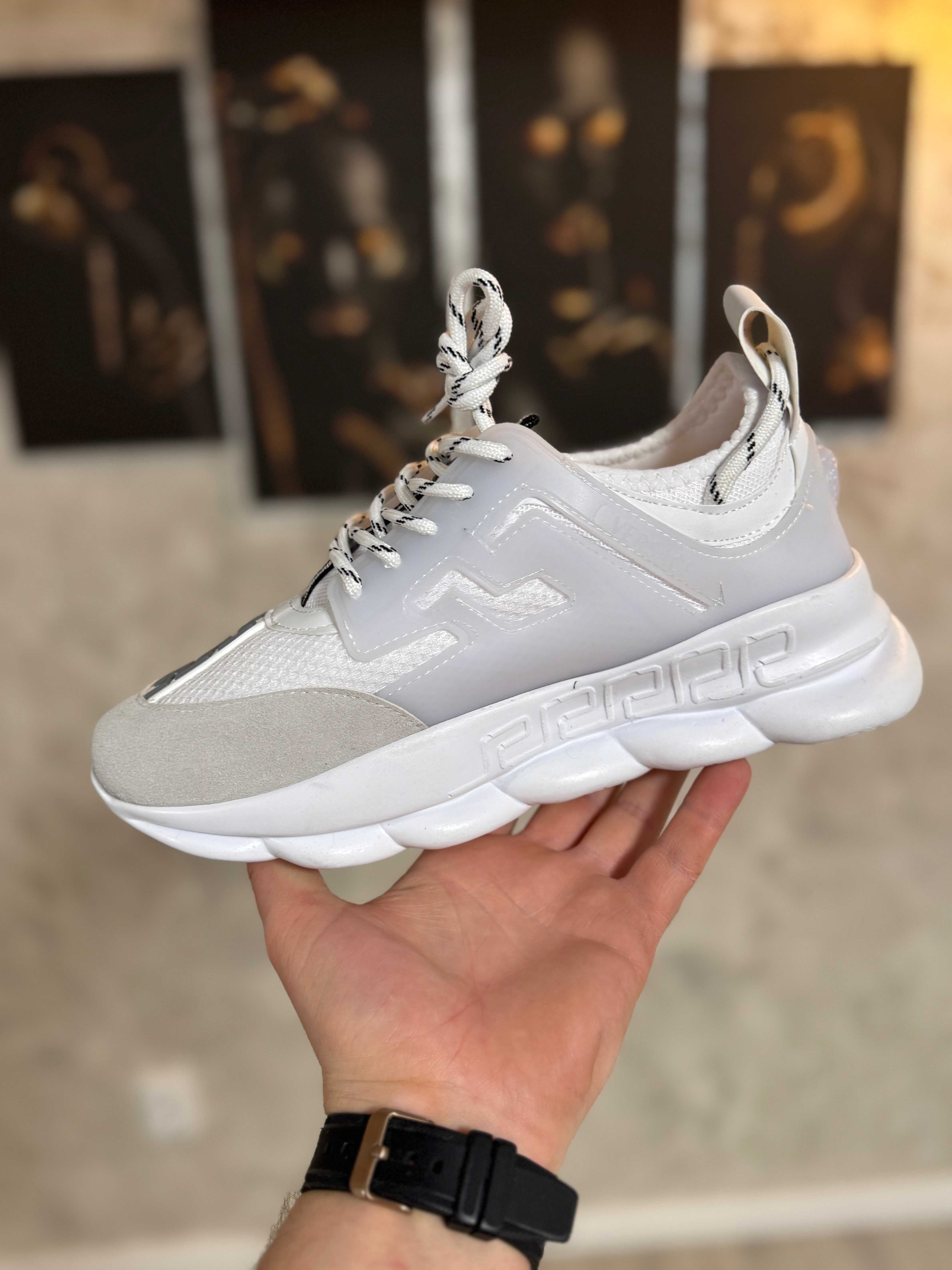 Adidasi Barbati Versace Chain Reaction White & Gray!