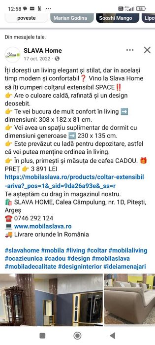 Canapea colțar slava