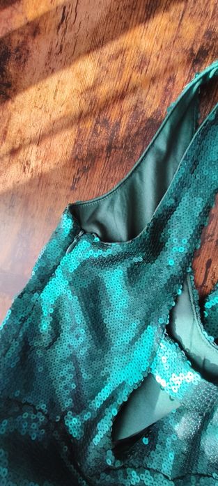 Rochie de ocazie verde smarald cu paiete 38