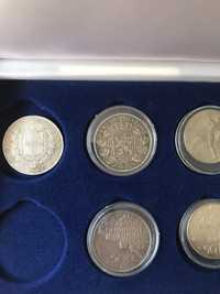 Moneda argint 5 lire 1870, 5 franci 1873, 50 krona 1975, 500 franci et