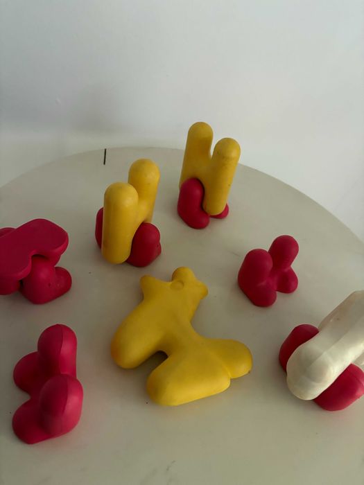 Set jucării DDR rare din plastic moale, tip puzzle, anii 70–80