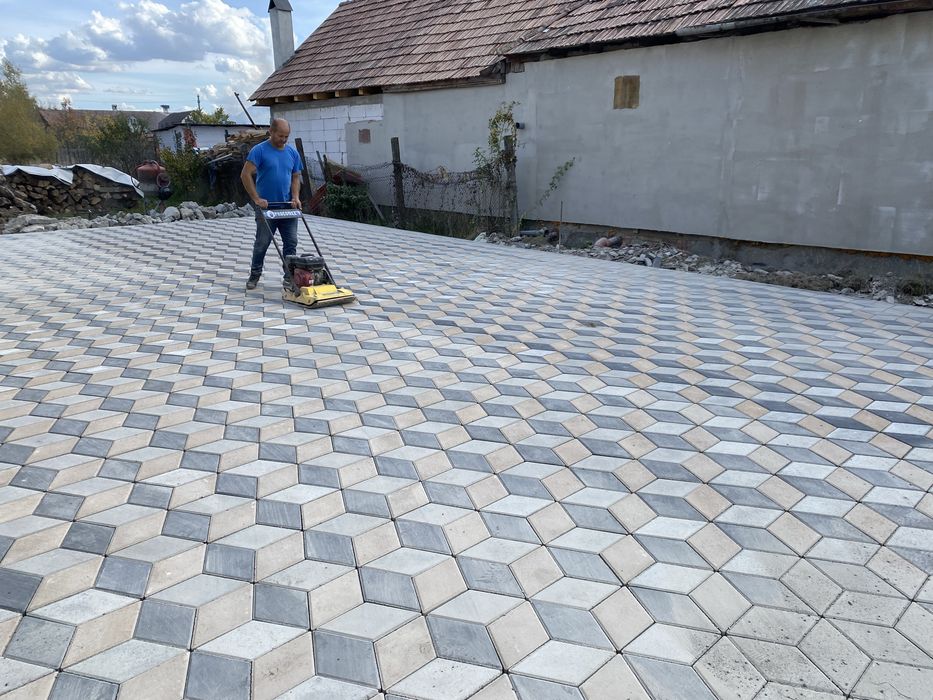 Montaj Pavaj rigole dale borduri rigole pavaj 3D gard