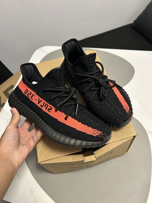 Yeezy 350 v2 red and black
