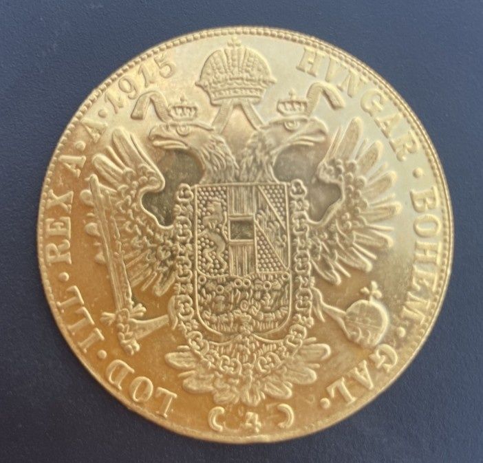 Moneda aur Austriaca Franz Iosif  24k și carcase plastic pentru monede