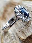 Inel Aur Alb 14K De Logodna Royal Cu Safir Si Diamante Eu 48 Unicat
