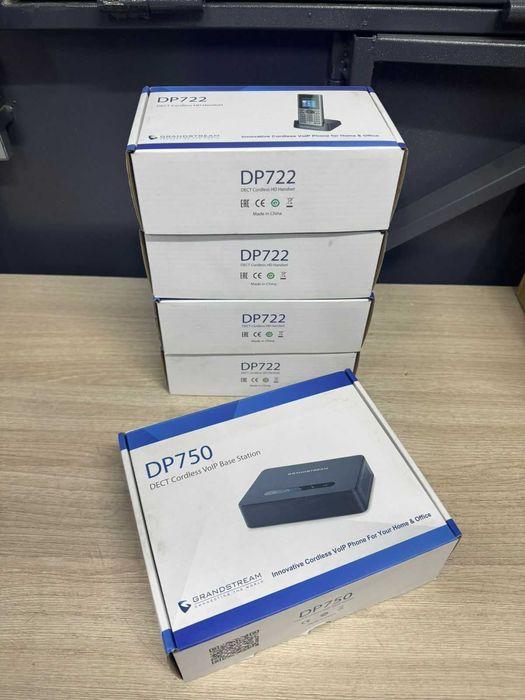 Комплект телефонии Grandstream: базовая станция DP750 + 5 трубок DP722